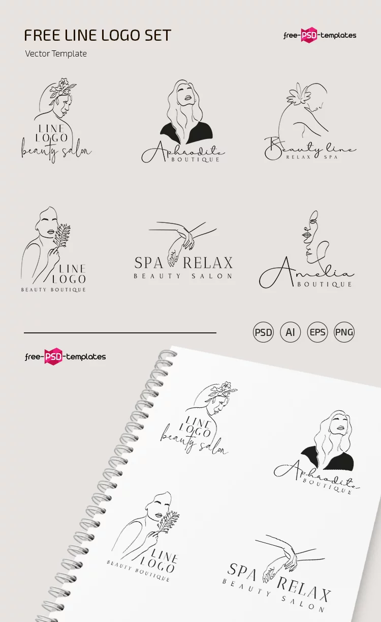 Free Line Logo Set Template in PSD + Vector (.ai+.eps)