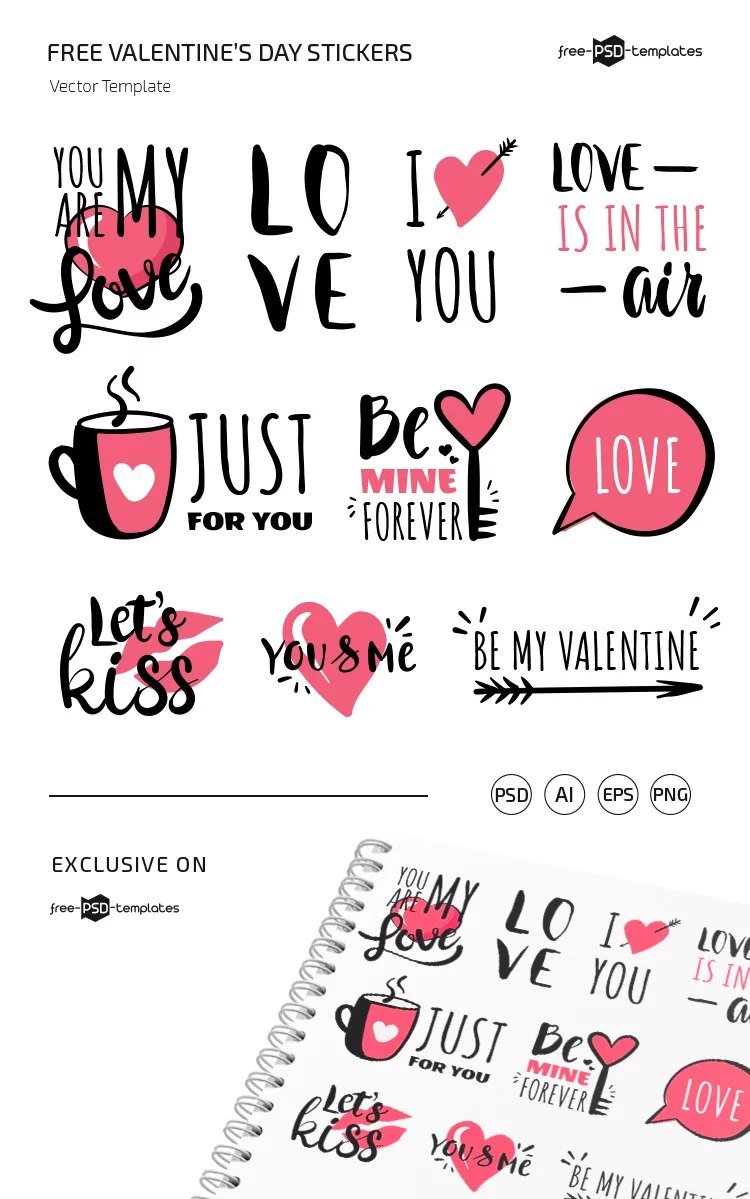 Free Valentine’s Day Stickers Templates in EPS + PSD
