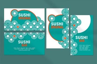 Free Sushi Bar business card Template in PSD + Vector (.ai, .eps)