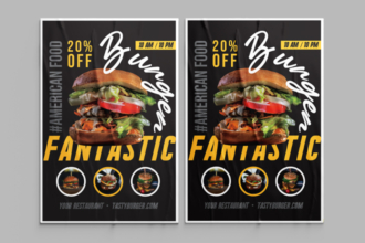 Free Burger poster template in PSD Free Burger poster template in PSD