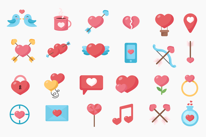 Free Hearts Icons Templates in EPS + PSD