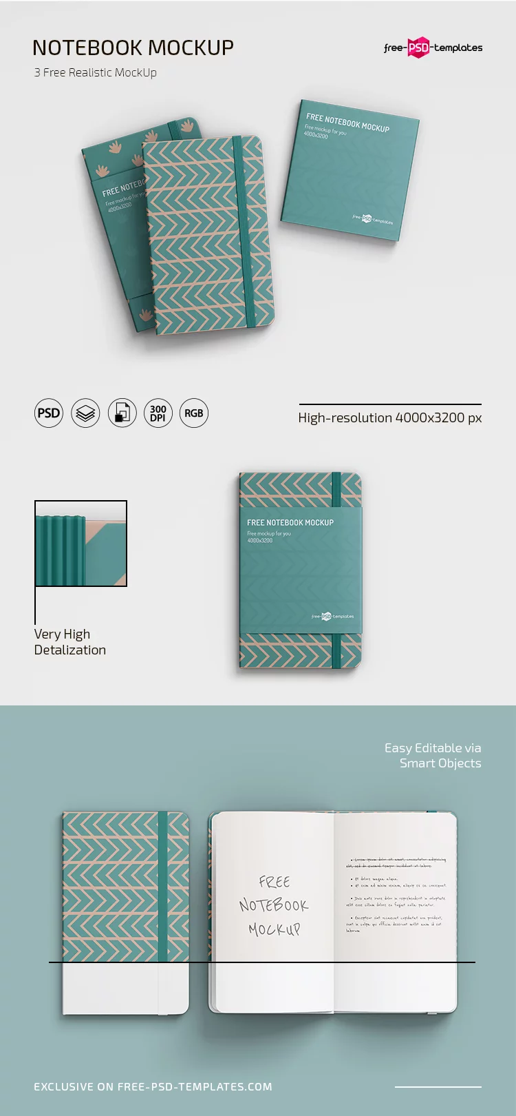 Free Notebook Mockup in PSD