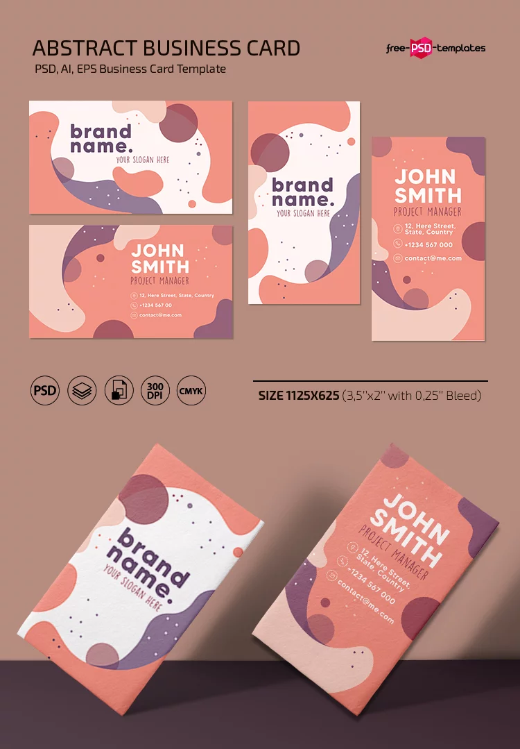 Free abstract business card Template in PSD + Vector (.ai, .eps)