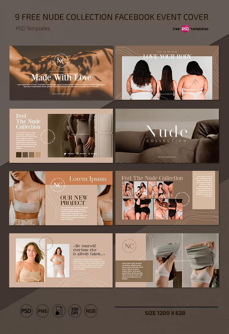 Free Nude Collection Facebook Event Cover Template in PSD