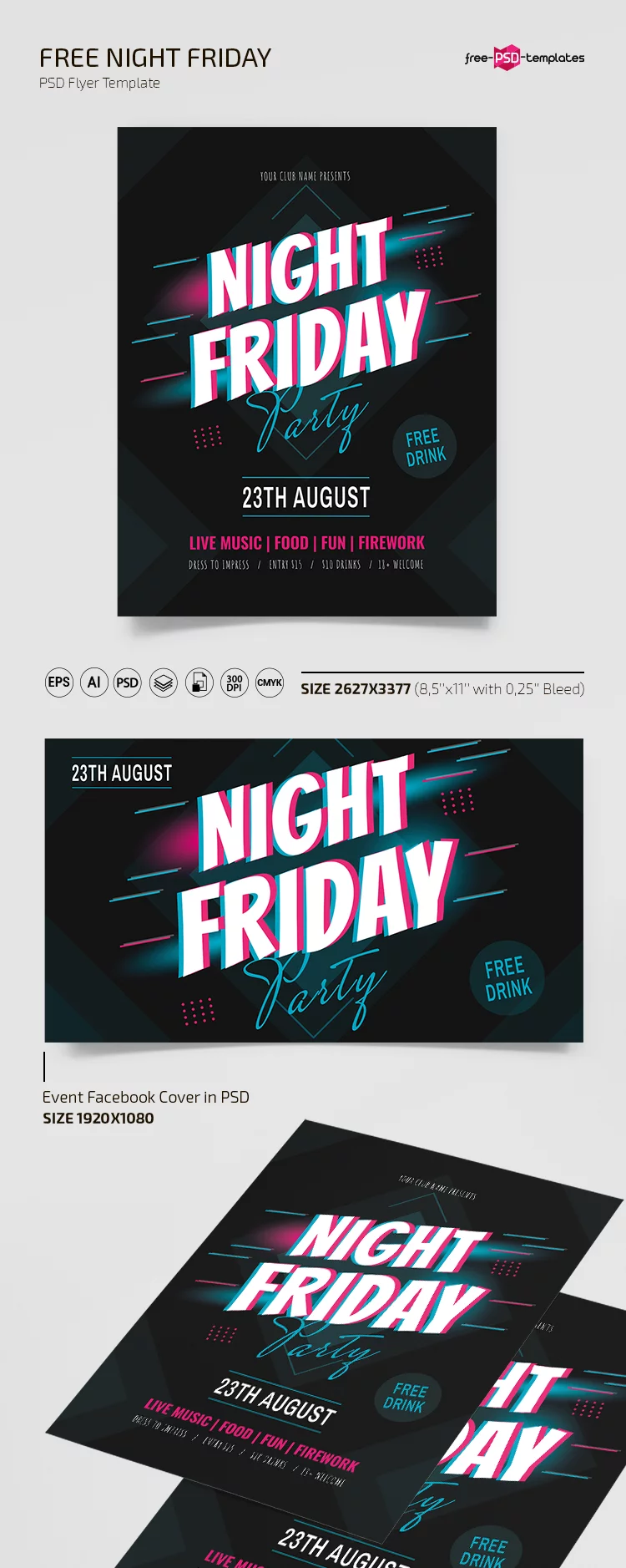 Free Night Friday Flyer Templates in PSD + Vector (.ai+.eps)