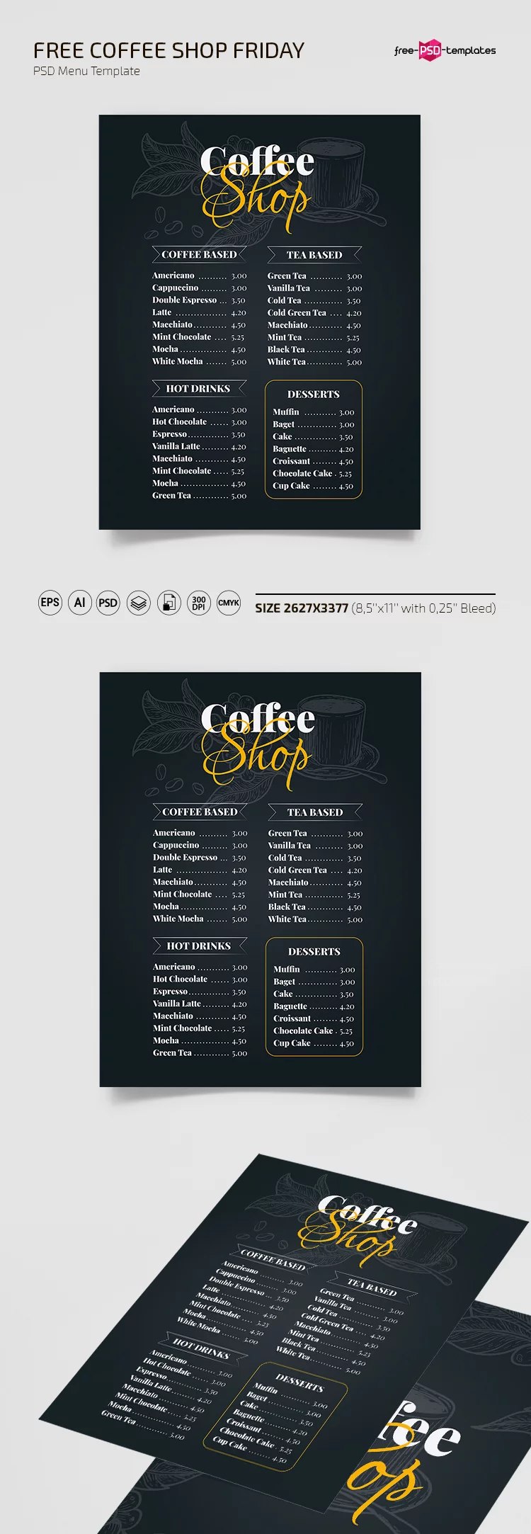 Free Coffee Shop Menu Templates in PSD + Vector (.ai+.eps)