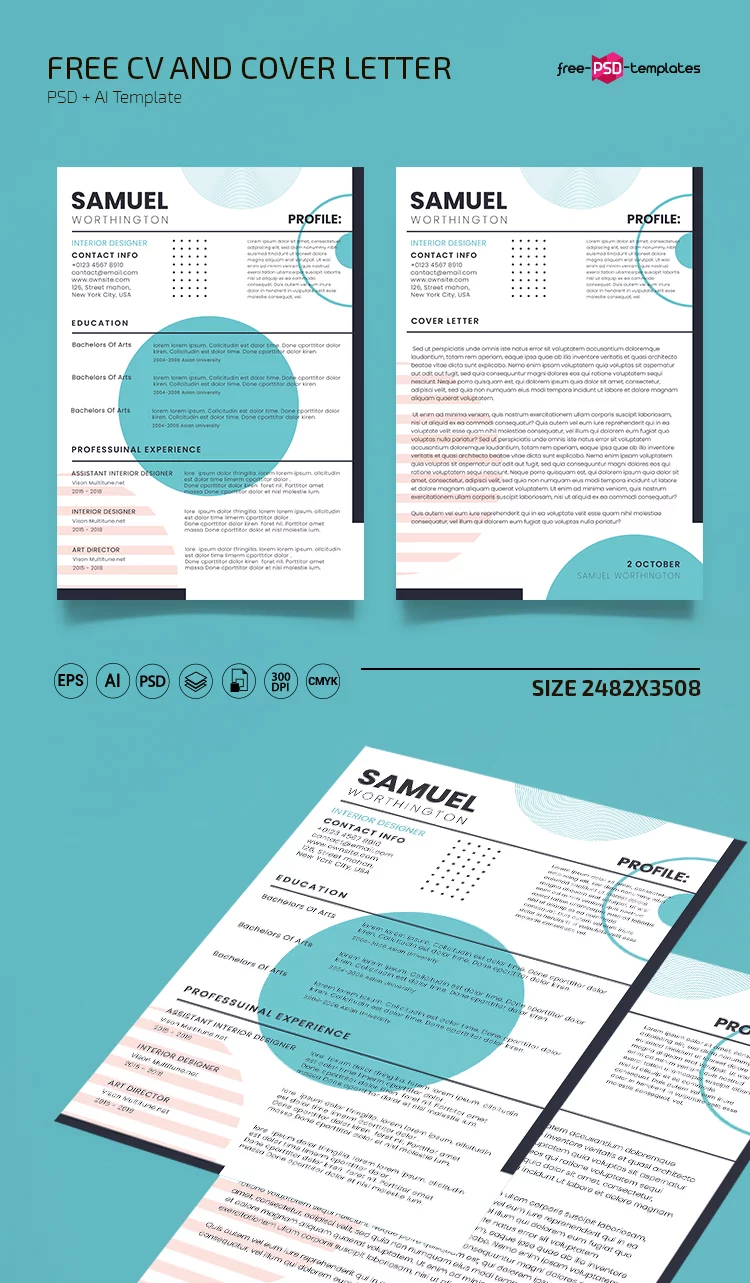 Free CV and Cover Letter Templates in PSD + Vector (.ai+.eps)