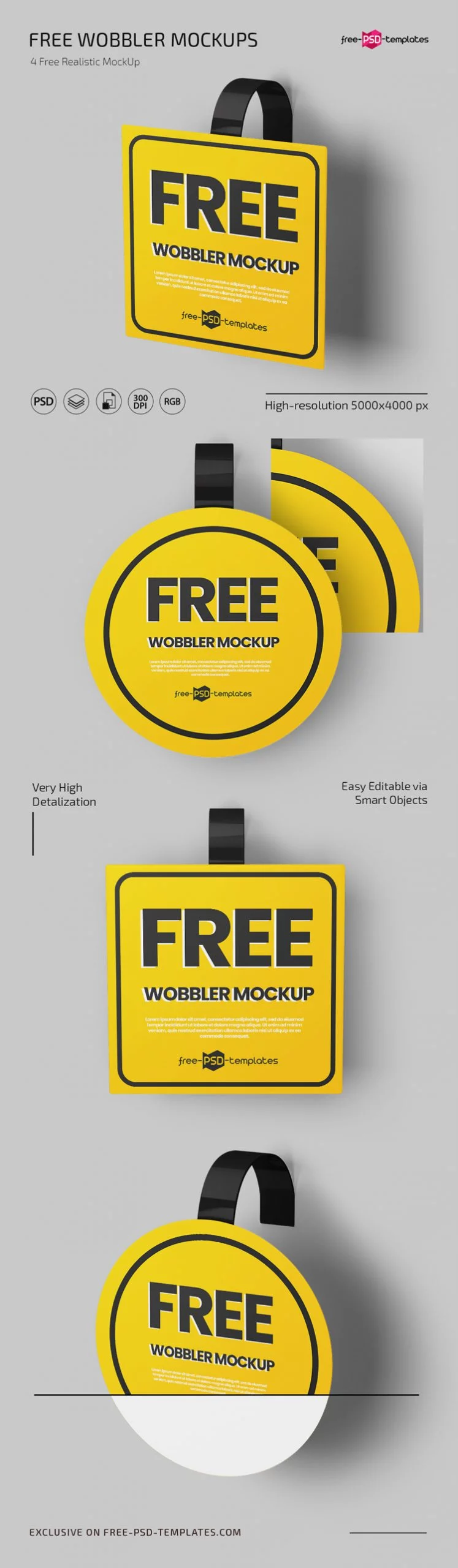 Free Wobbler Mockups in PSD