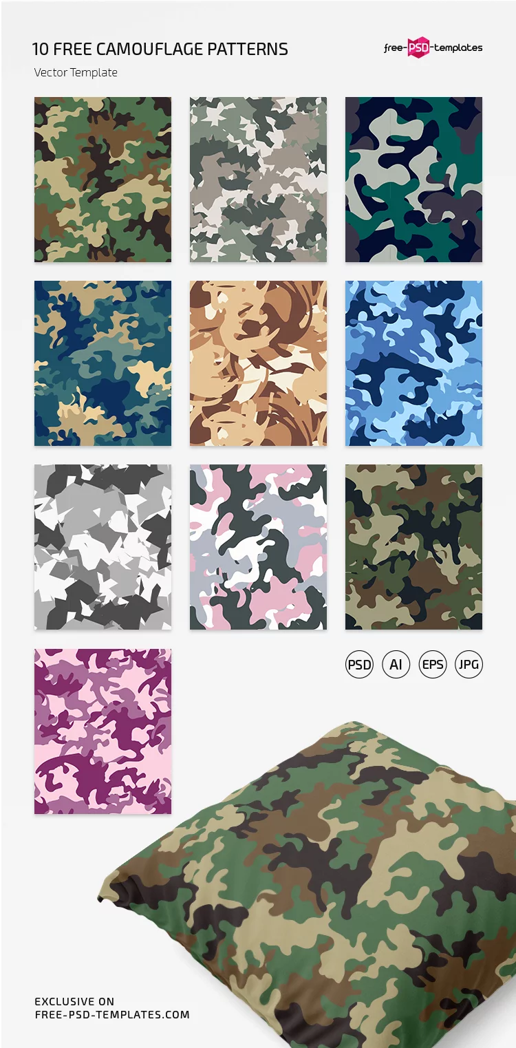 Free Camouflage Day Pattern Set in EPS + PSD