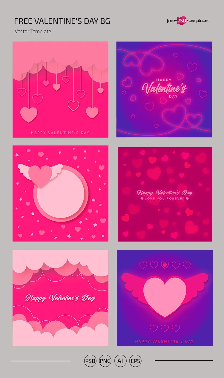 Free Valentine’s Day BG Template in PSD + Vector (.ai+.eps)