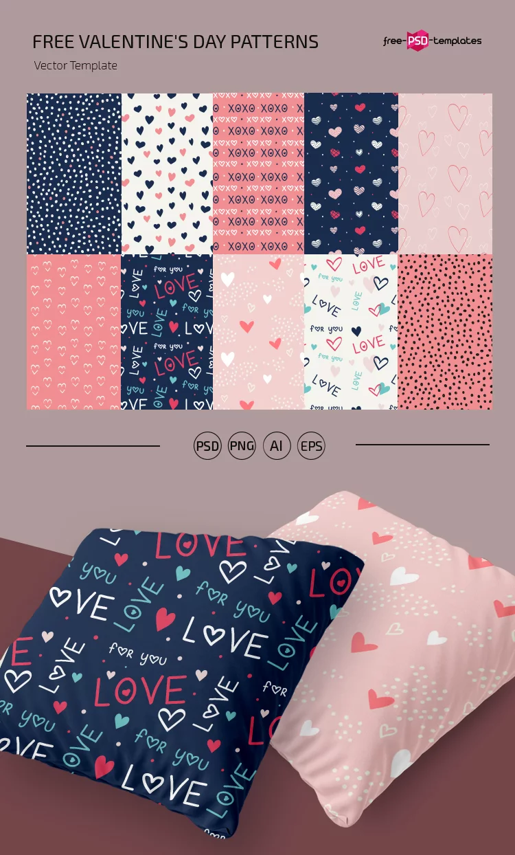 Free Valentine’s Day Patterns Template in PSD + Vector (.ai+.eps)