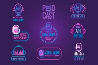 Free Podcast Logo Set Template in PSD + Vector (.ai+.eps)