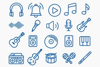 Free Music Icons Templates in EPS + PSD
