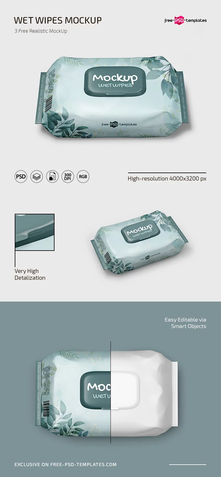 Free Wet Wipes Mockup Template in PSD