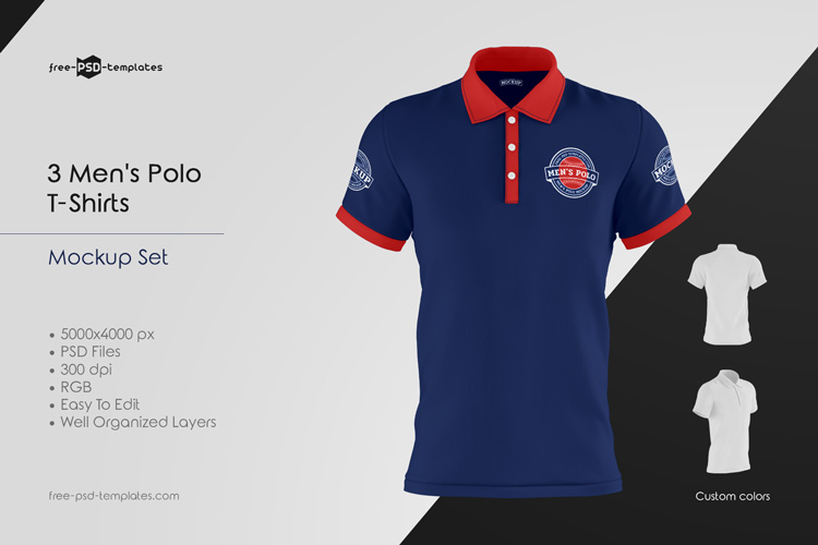 Men's Polo T-Shirts MockUp Set | Free PSD Templates
