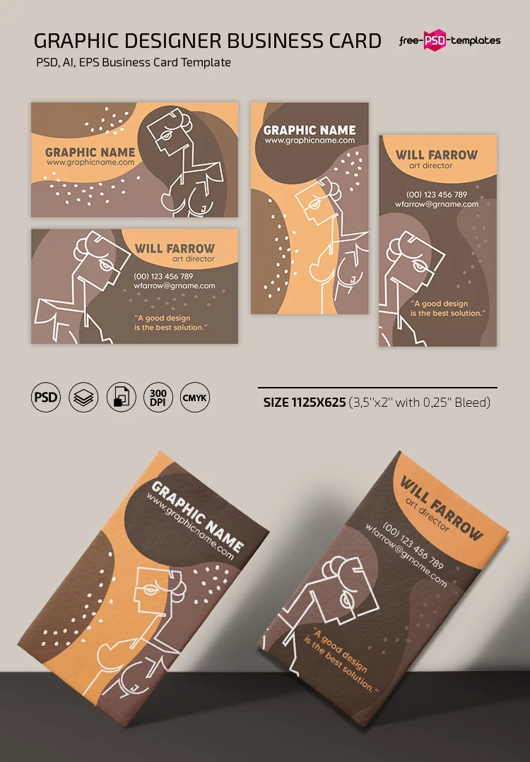 Free designer business card Template in PSD + Vector (.ai, .eps)