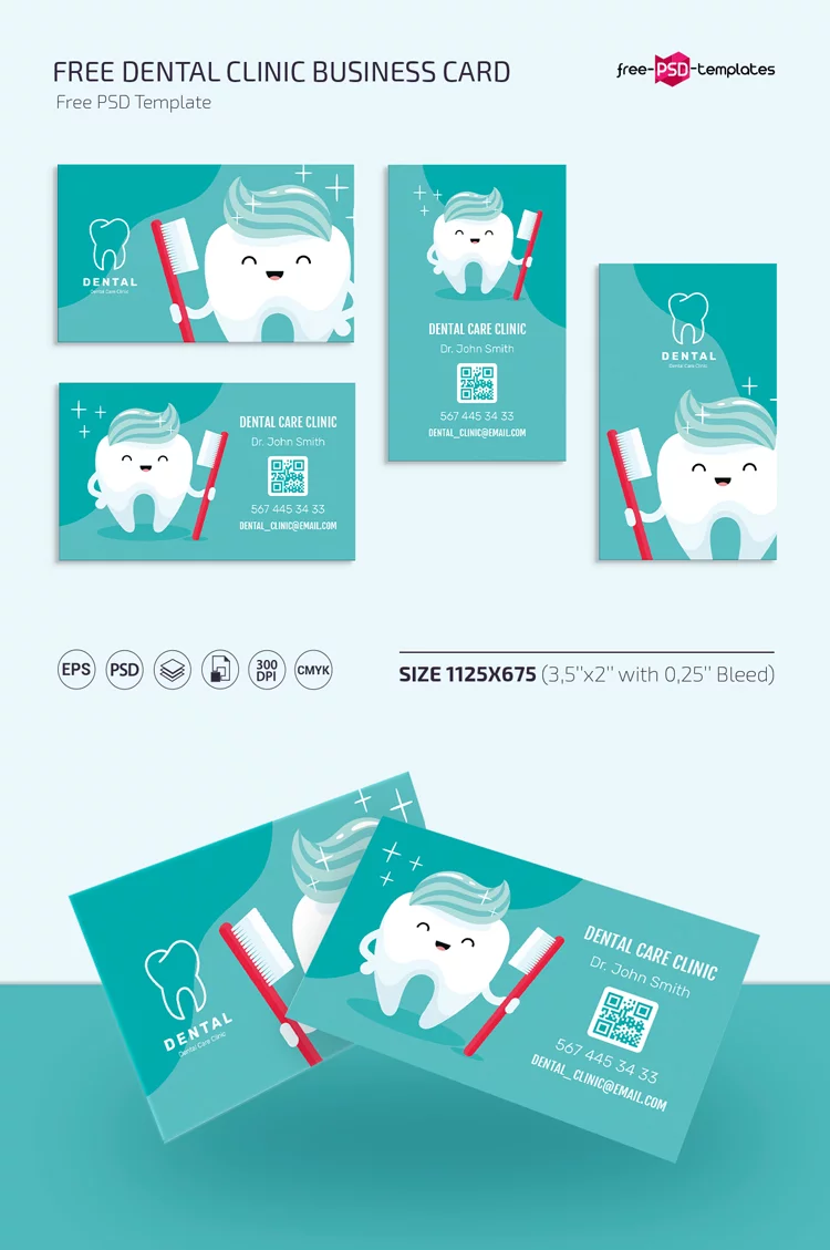 Free Dental Clinic Business Card Templates in PSD + Vector (.ai+.eps)