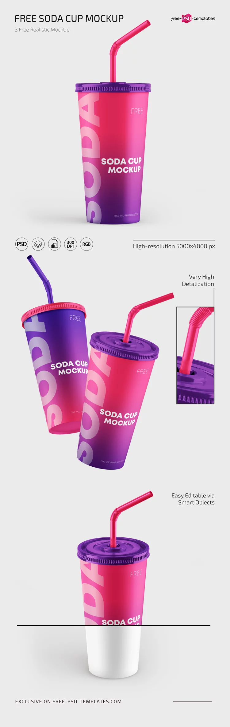 Free Paper Soda Cup Mockups in PSD