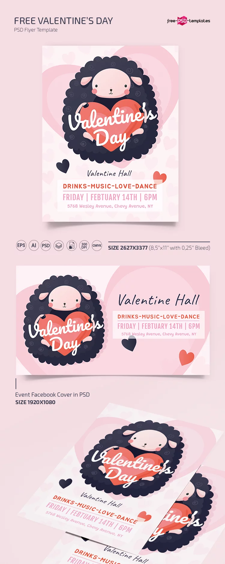 Free Valentine’s Day Flyer Templates in PSD + Vector (.ai+.eps)