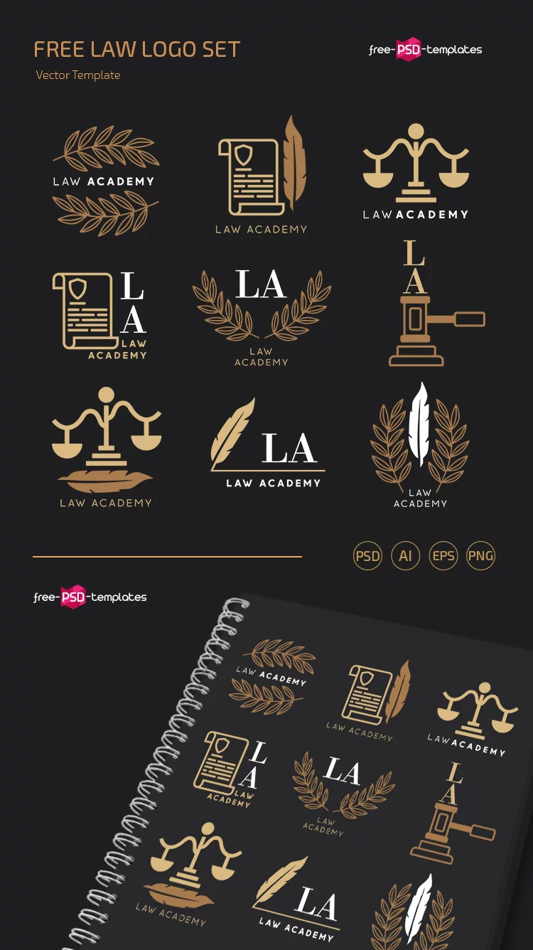 Free Law Logo Set Template in PSD + Vector (.ai+.eps)