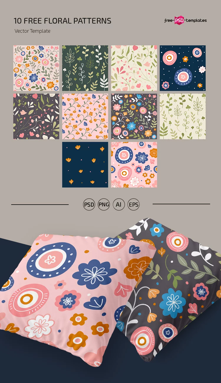 Free Spring Floral Patterns Template in PSD + Vector (.ai+.eps)