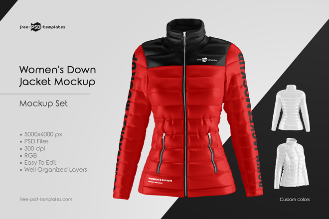 Download Women S Down Jacket Mockup Set Free Psd Templates