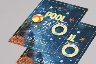 Free Pool Party Flyer Template in PSD + Vector (.ai, .eps)