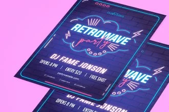 Free Neon Party Flyer in PSD + Vector (.ai, .eps)