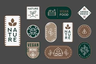 Free Nature Badges set Template in PSD + Vector (.ai+.eps)
