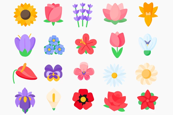 Free Flowers Icons Templates in EPS + PSD