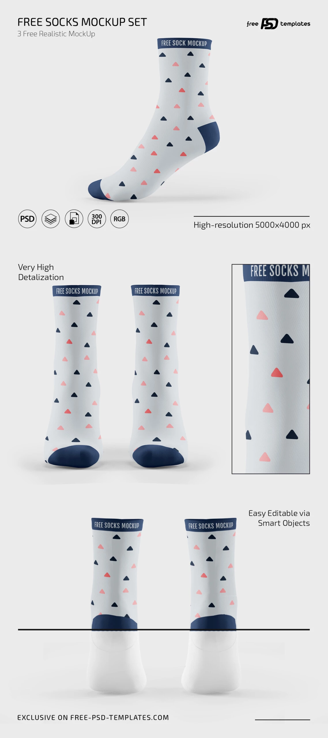 Free Socks Mockups in PSD