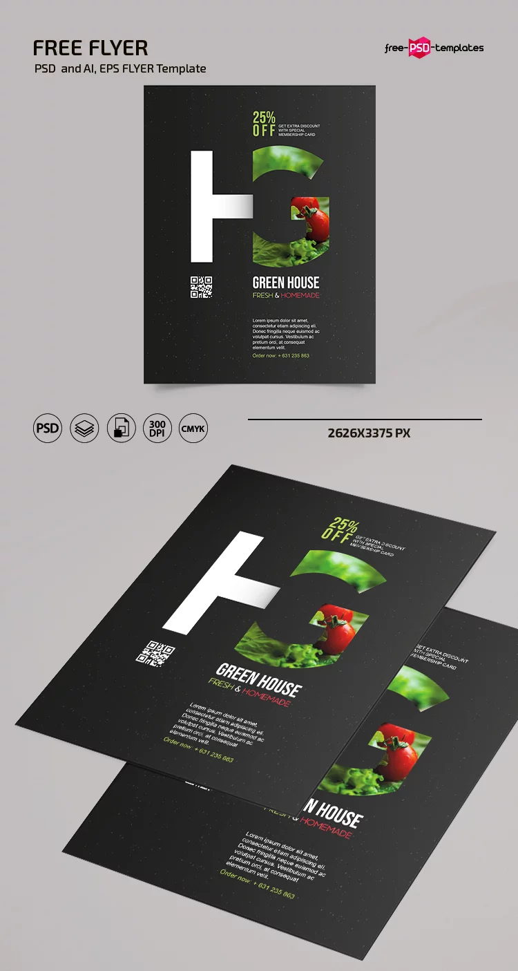 Free Green House Flyer Template in PSD + Vector (.ai, .eps)