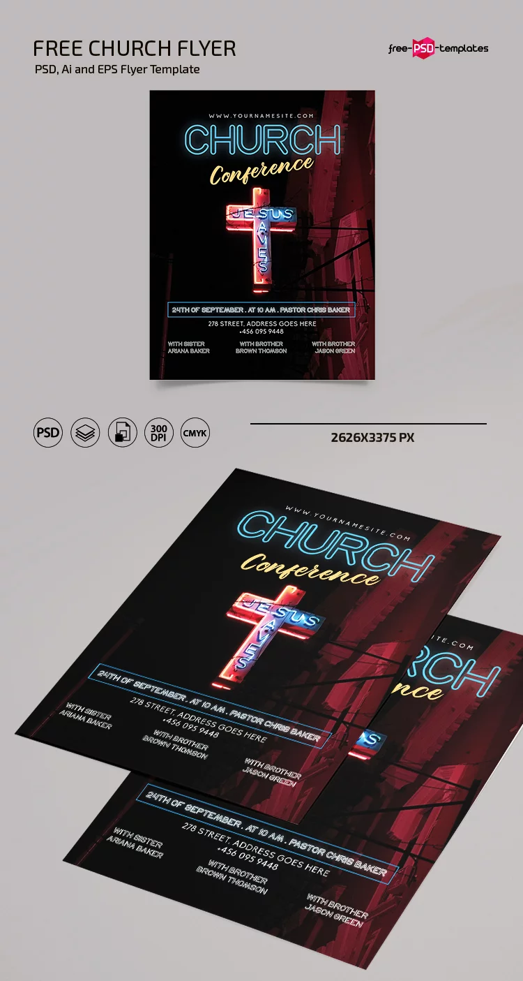Free Church PSD Flyer Template + Vector (.ai, .eps)