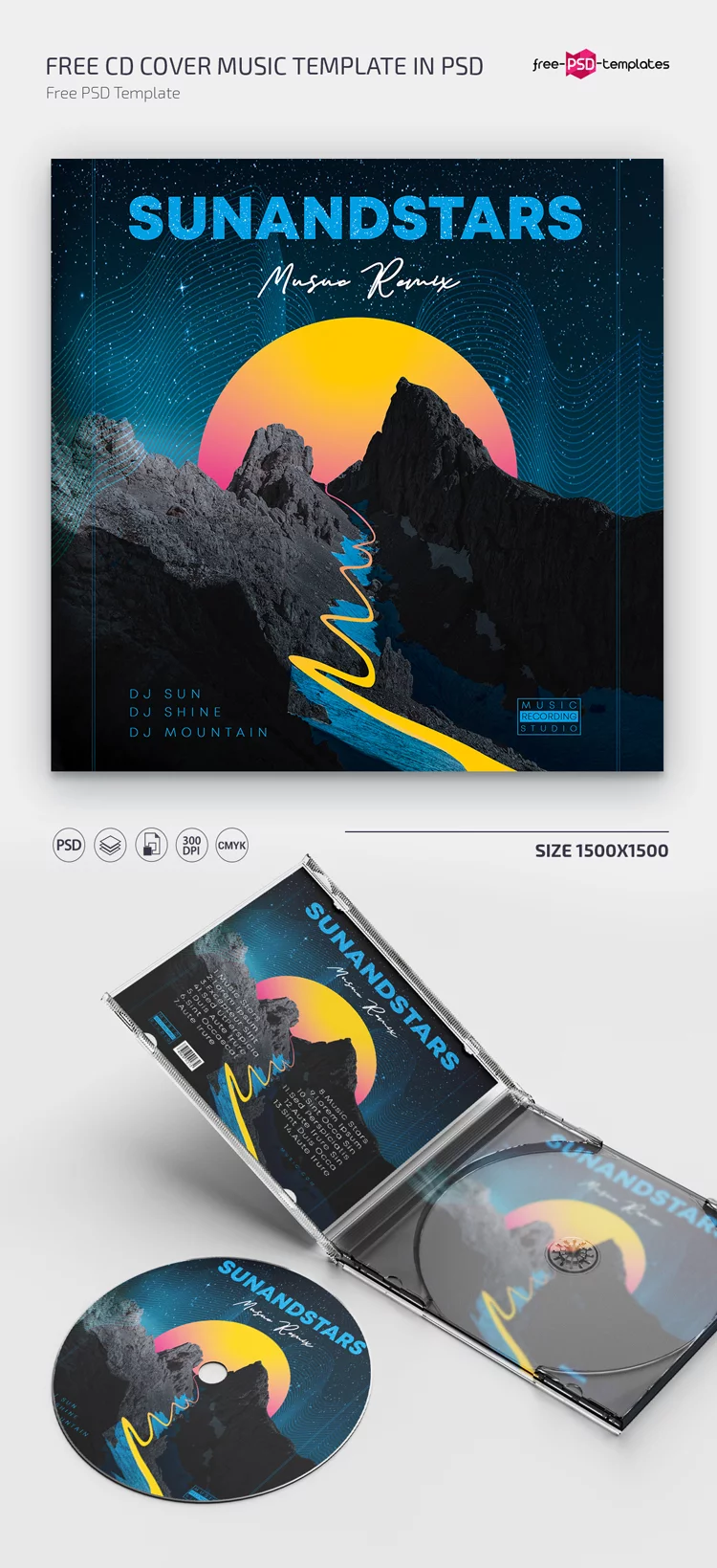 Free CD Cover Music Template in PSD