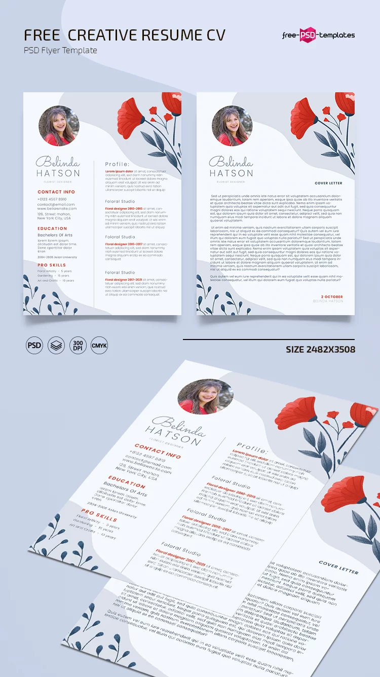 Free Creative Resume Cv psd template