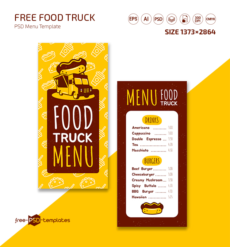 Free Food Truck Menu Templates in PSD + Vector (.ai+.eps) Free PSD
