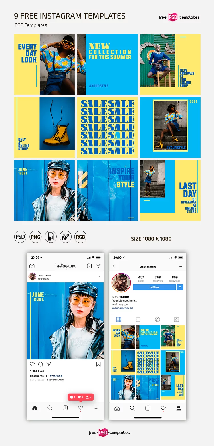 Free creative social media template for Instagram in psd