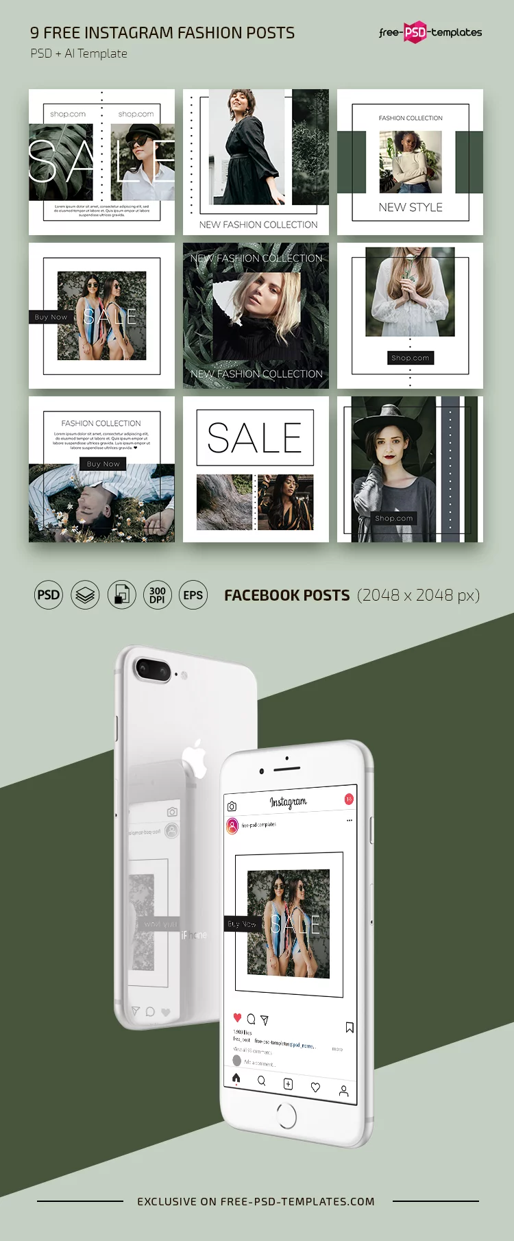 Free Instagram Fashion Post Template bundle