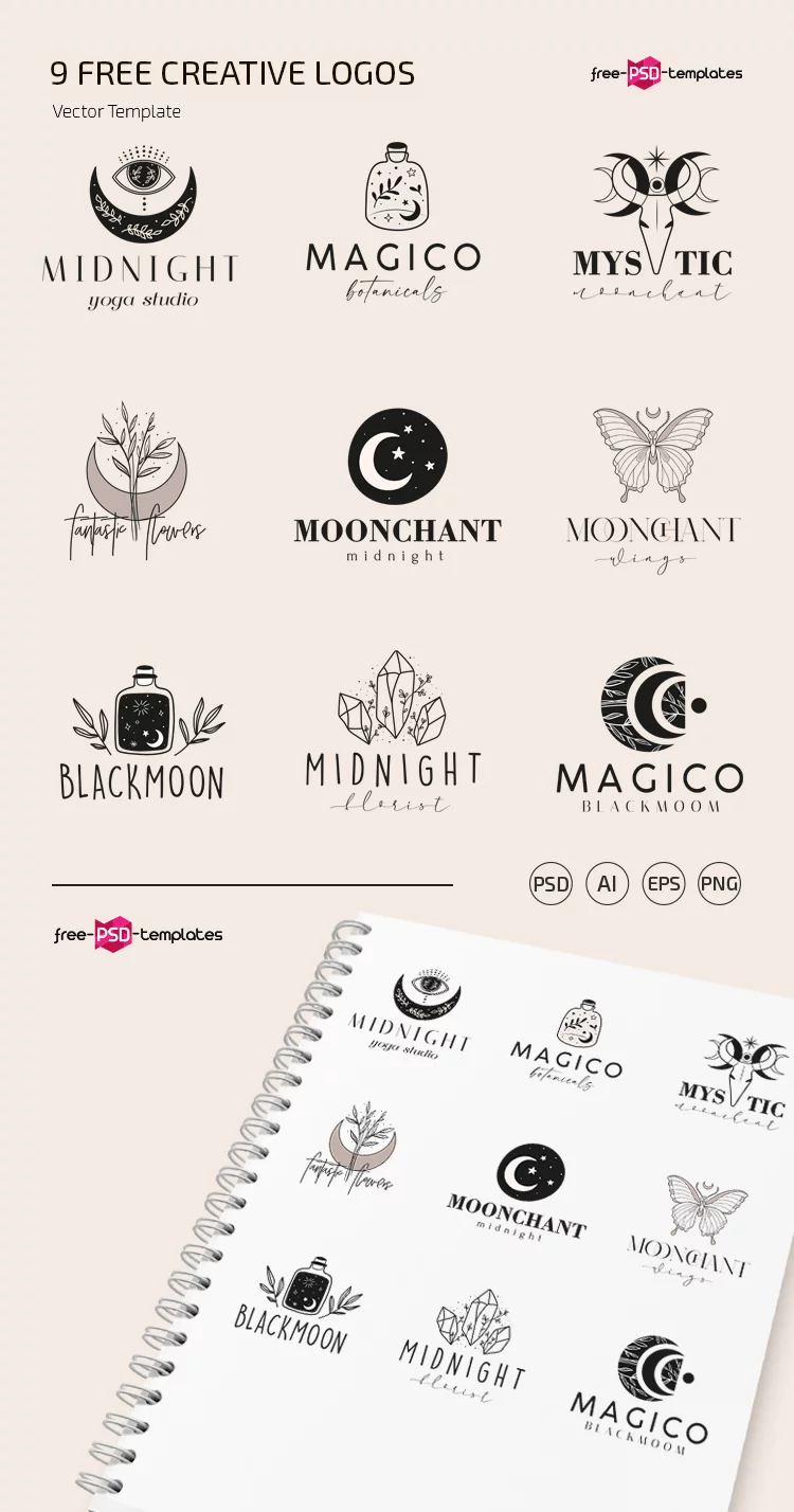 Free Creative Logo Templates set Photoshop + Vector (.ai+.eps)