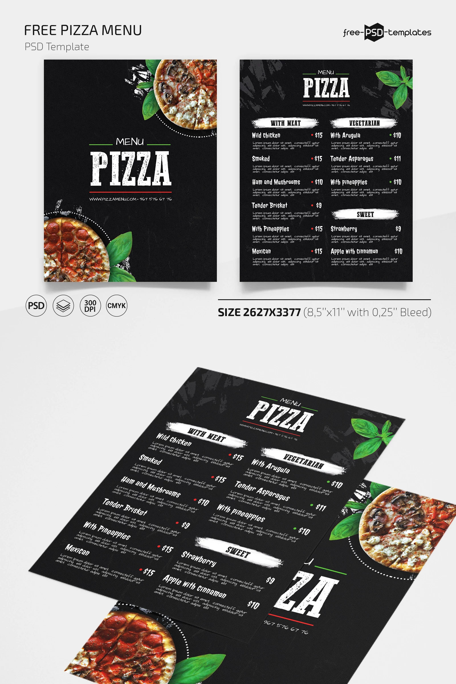 Free Pizza Menu Template for Photoshop