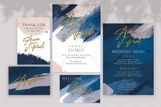 Free wedding invitations templates set photoshop