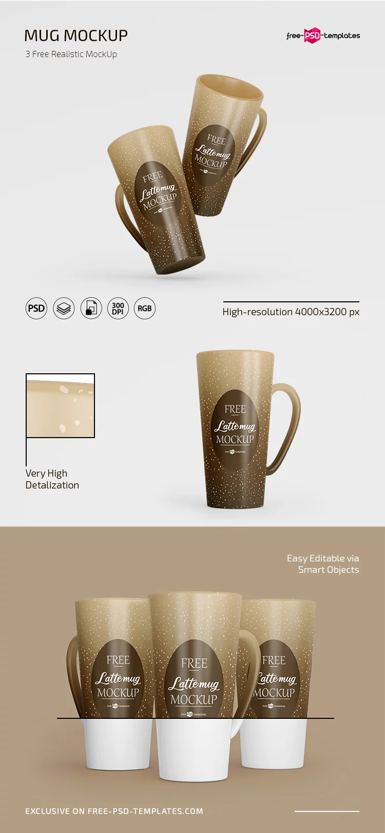 Free mug mockup PSD