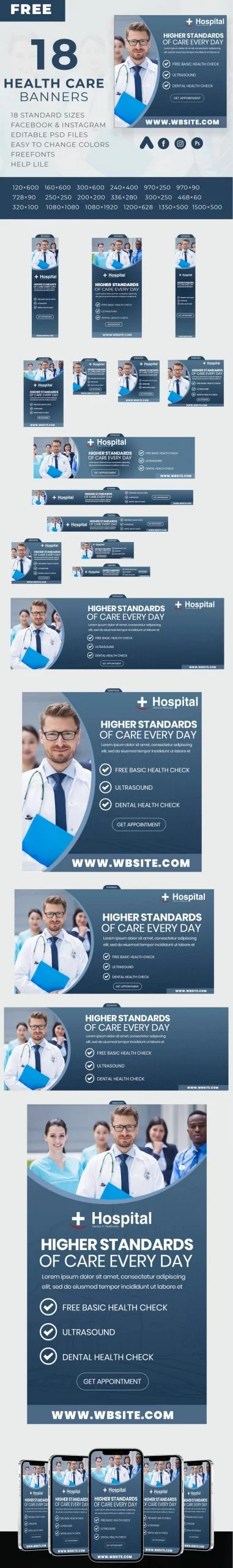 Free Healthcare Banners in PSD