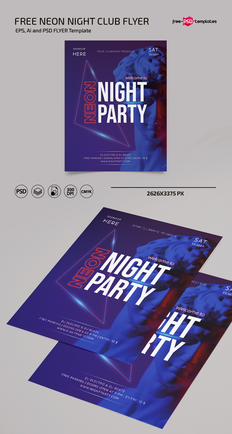 Free Neon Night Club Flyer Psd Template Free Psd Templates