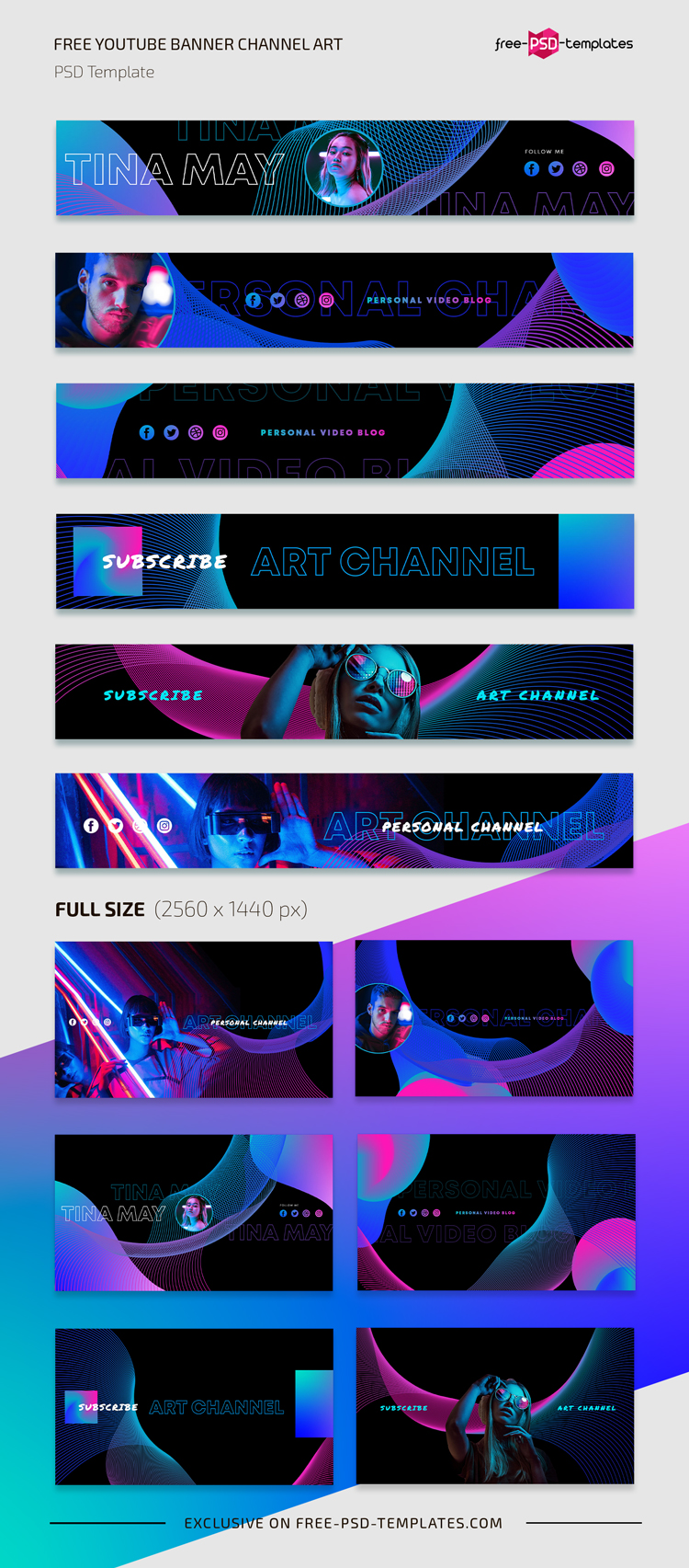 Download Free Youtube Banner Channel Art Free Psd Templates