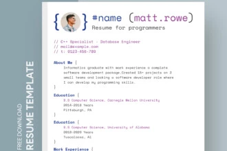 Free Resume/CV Template for Programmers