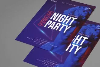 Free Neon Night Club Flyer PSD Template