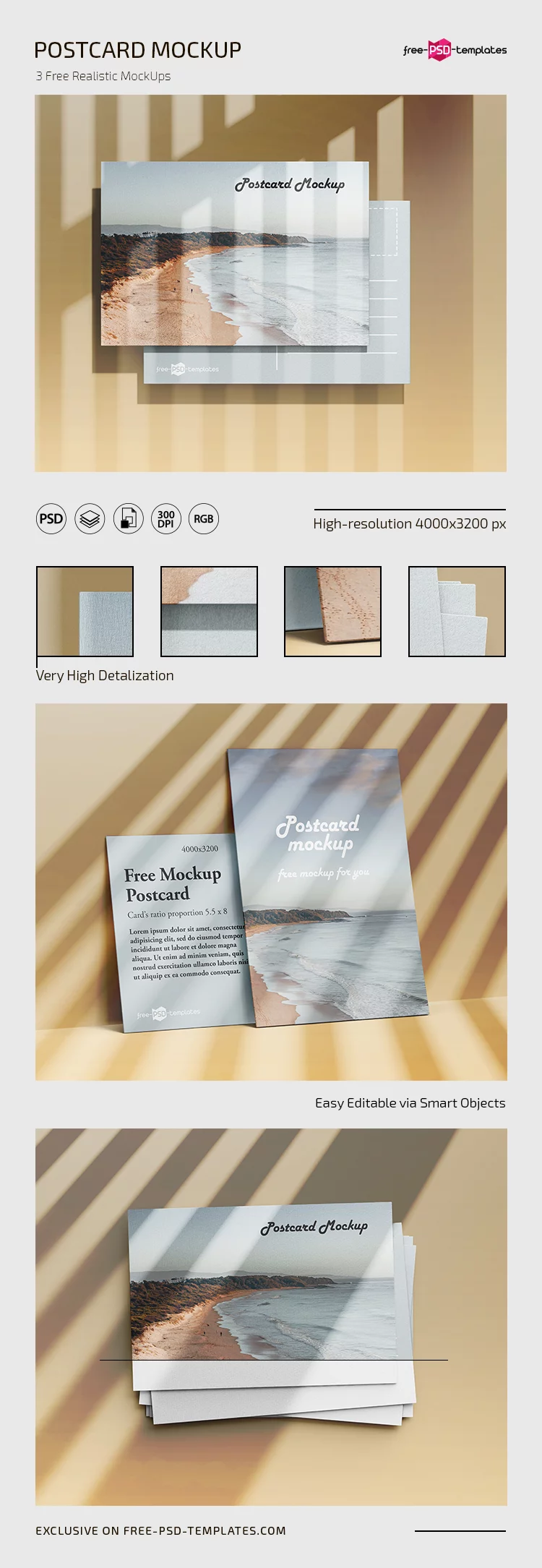 Free Postcard Mockup PSD