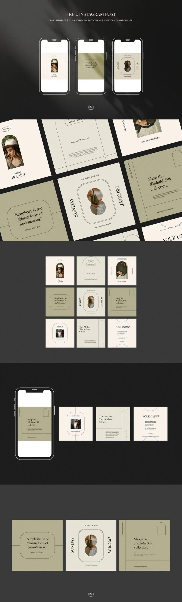 Free Holmes Instagram Post Templates in PSD