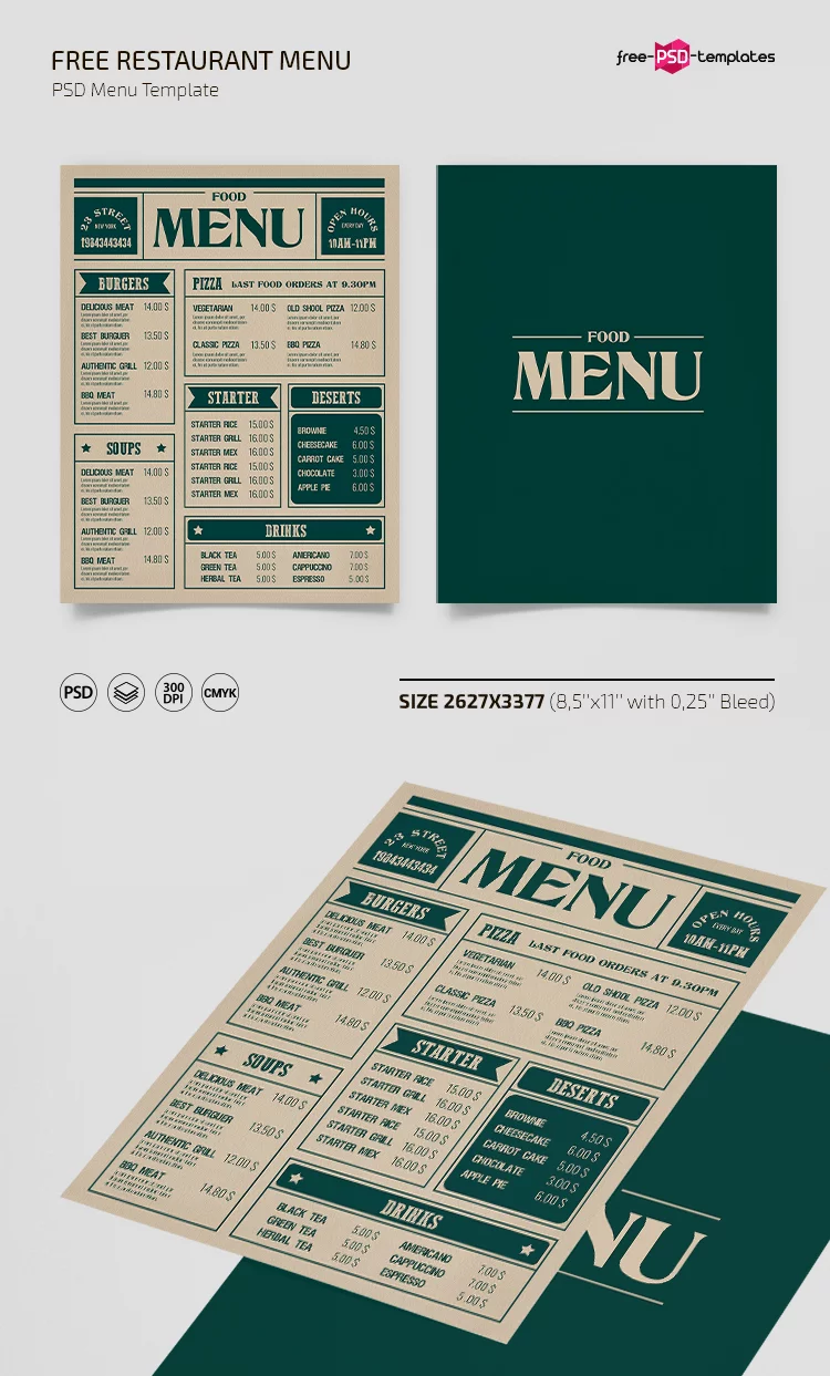 Free Restaurant Menu Template